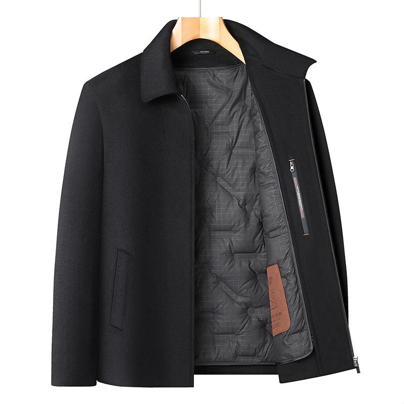 Пальто мужское, отстегивающееся, с пуховой подкладкой, повседневная куртка с лацканами, мужская шерстяная куртка высшего качества