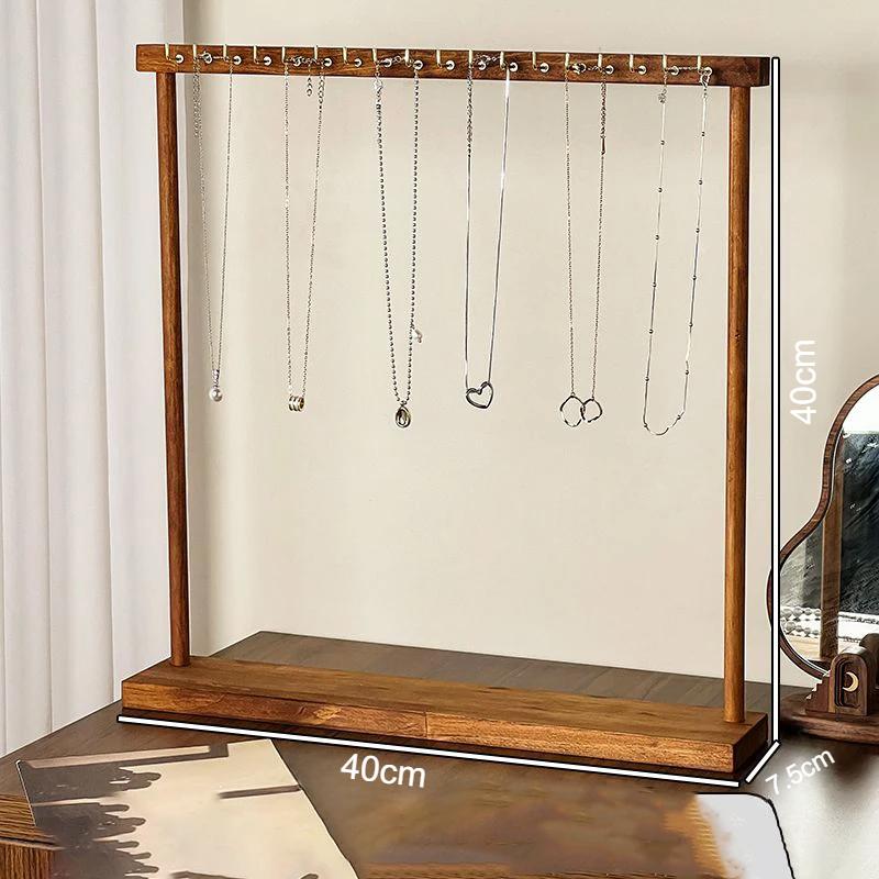 Подставка для ювелирных изделий из цельного дерева, подвесная стойка для ожерелий, цепей, сережек, браслетов, витрина, стеллаж для хранения