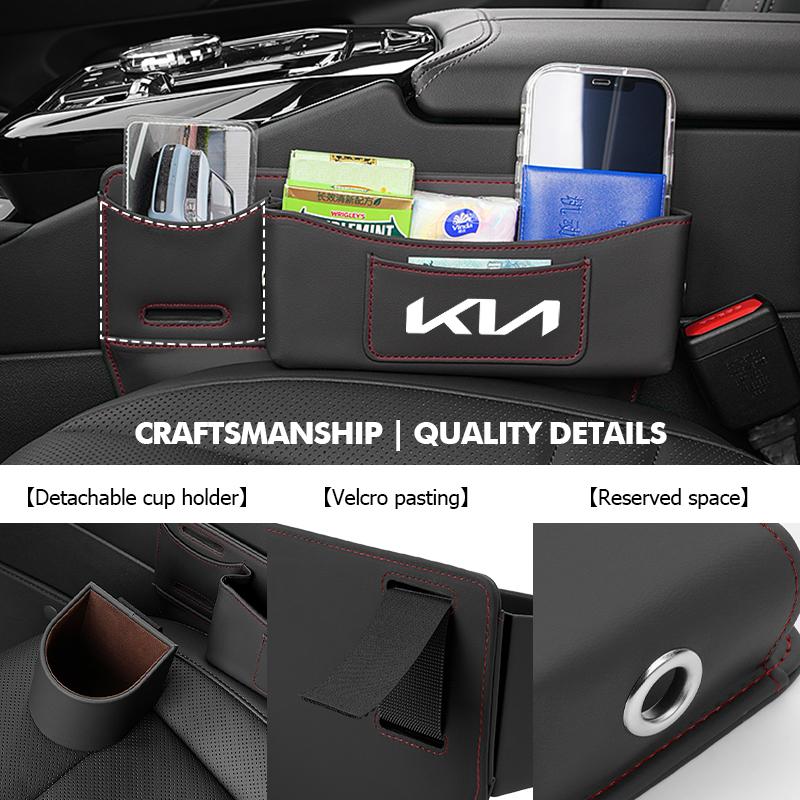 LQFH2 For KIA Car Door Side Seat Gap Storage Box Cup Holder Interior Accessories Rio K5 K2 Sportage Ceed Sorento Picanto Stinger Soul