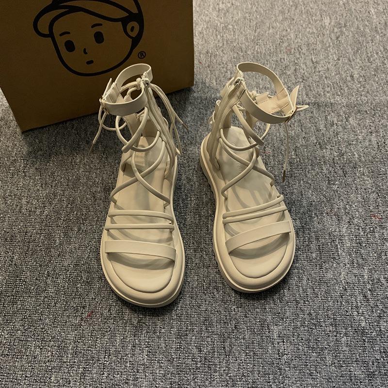 Летние толстые черные высокие римские сандалии для женщин