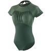 Womens Ballet Leotard Short Sleeve Turtleneck Dancewear Adult Training Performance