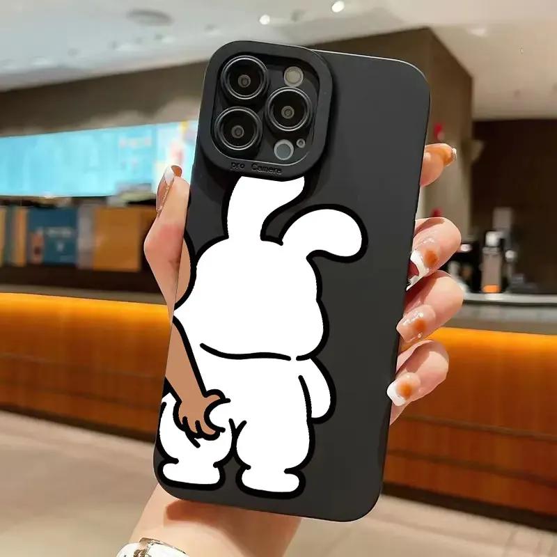 Funny Cute Bear Bunny Couple Phone Case for IPhone16 11 13 12 14 15 Pro Max Mini 7 8 Plus X XR XS Max Couple Soft Silicone Cover