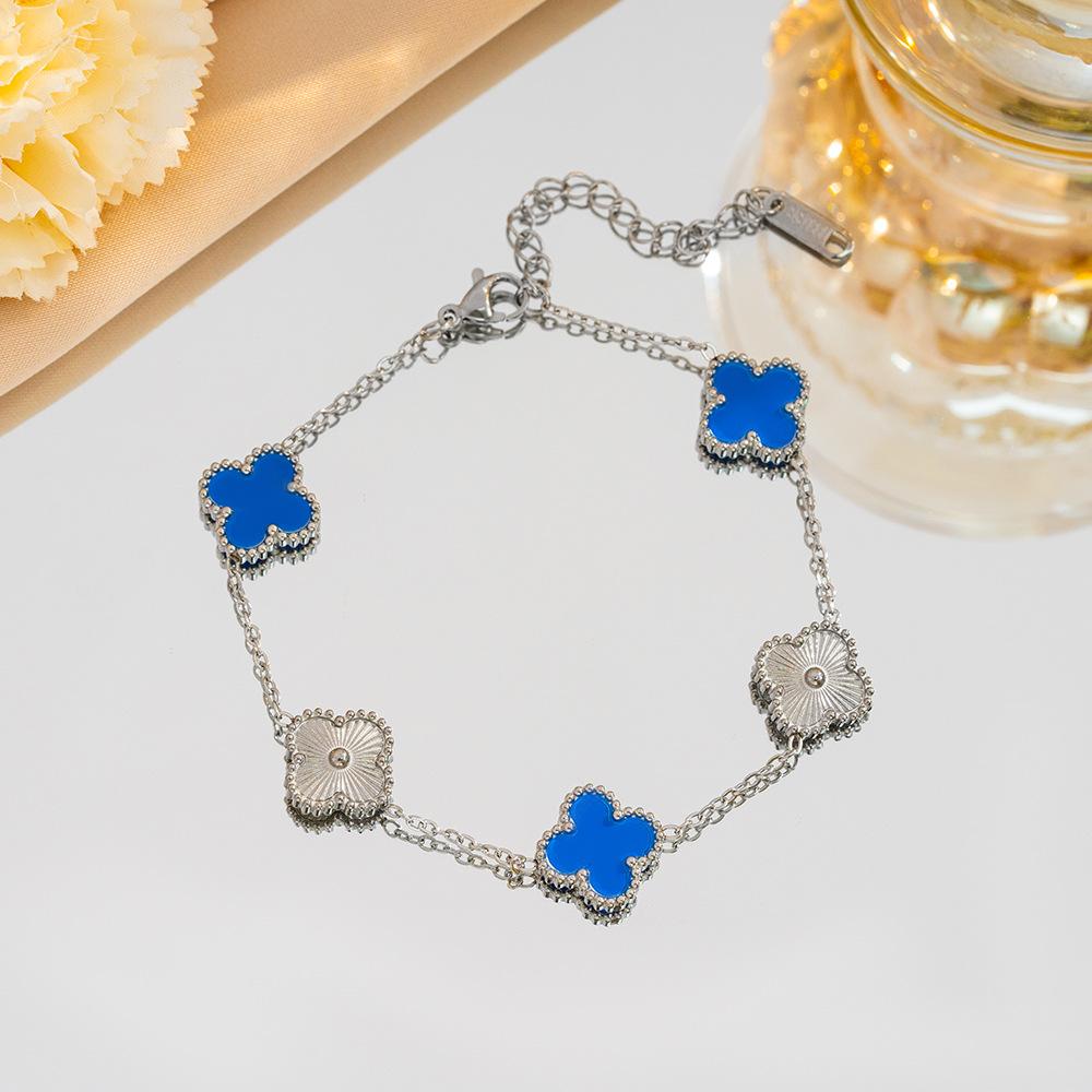 Браслет с четырьмя листами клевера, легкие роскошные ювелирные аксессуары высокого класса