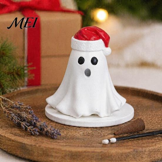 Desktop Incense Burner Resin Ghost Burner, Christmas Hat Holder, with Unique Birthday Gift Cones, Cone Holder for Yoga Room Home Halloween Decor