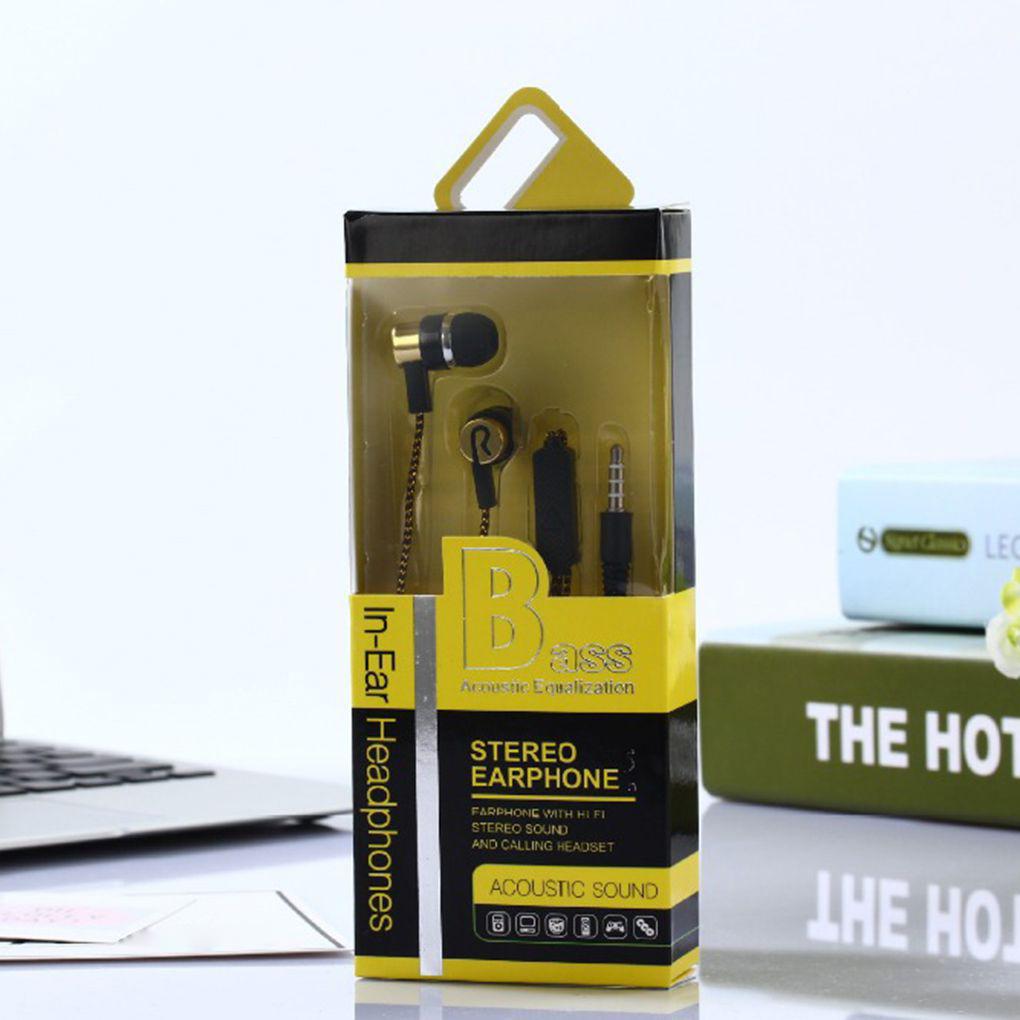 3,5 мм Микрофон с тяжелыми басами Силиконовый плетеный морозостойкий кабель Наушник-вкладыш Внутриканальные наушники