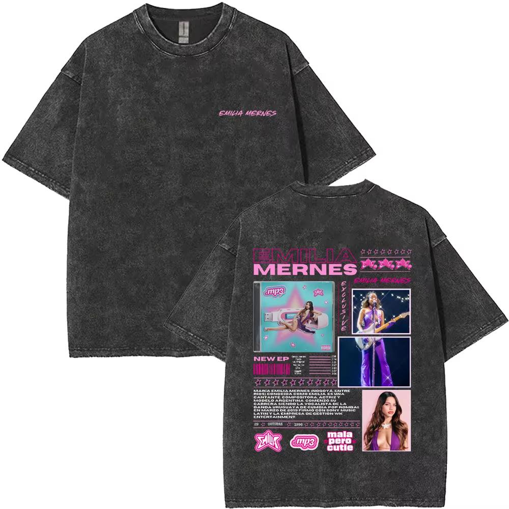 Emilia Mernes MP Tour Tshirts Men Women Fashion Washed Vintage T Shirts Short Sleeve Male Cotton Oversized T Shirt Streetwears