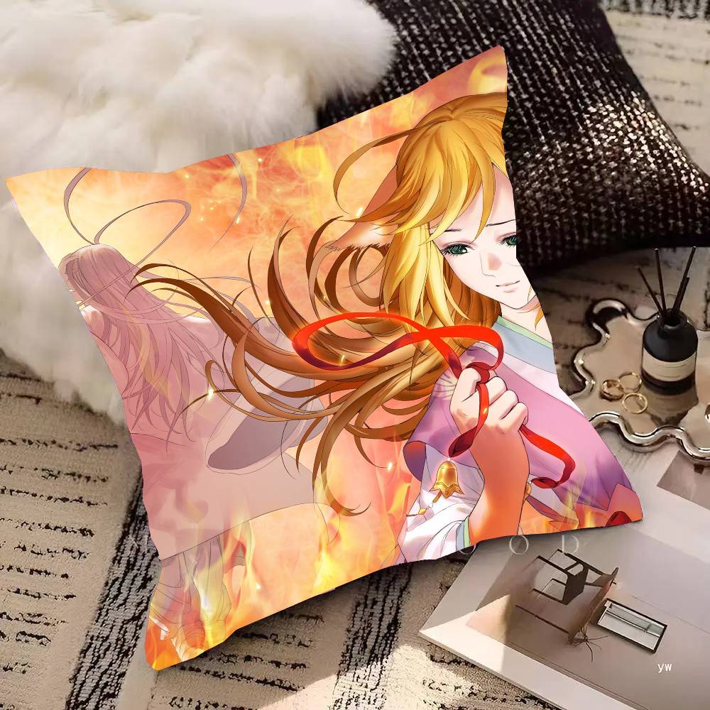 Fox Spirit Matchmaker Animation Pillow Case Fashion Square Pillowcase Bedroom Sofa Room Ins Decoration Leisure