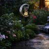 Solar Garden Light, Butterfly Fairy Moon Figurine Stake Light, Outdoor Waterproof Solar Powered Pathway Light for Patio, Lawn, Yard Decor