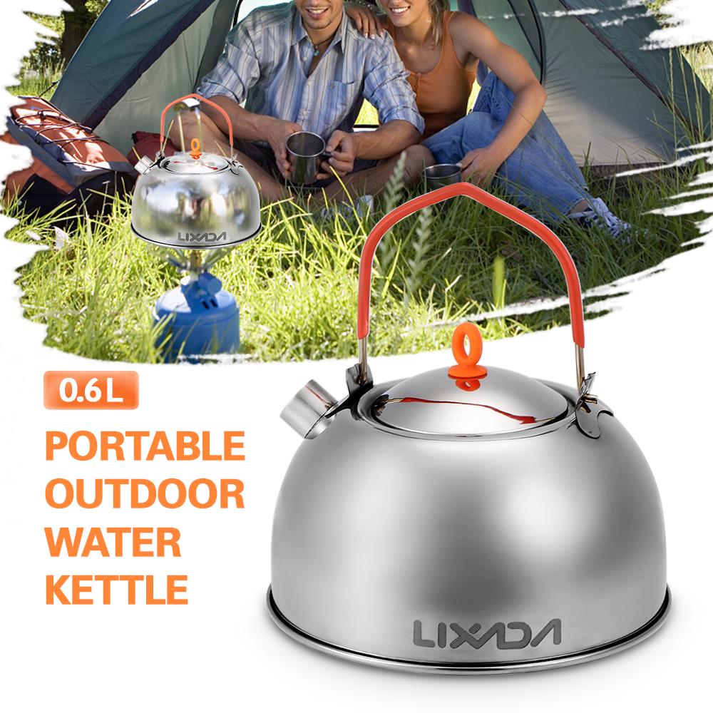 0.6L Stainless Steel Tea Kettle Portable Outdoor Camping Hiking Water Kettle Teapot Coffee Pot