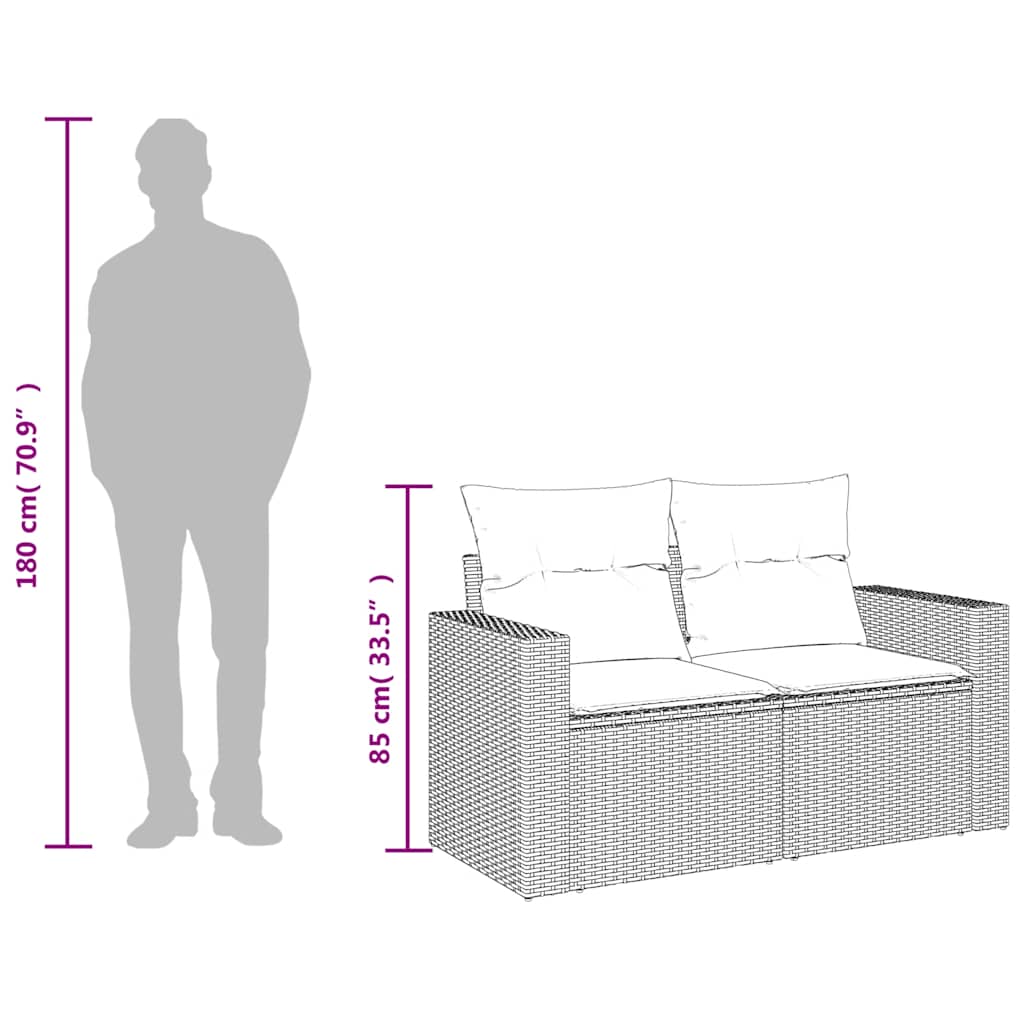 Garden Sofa with Cushions 2 Seater Beige Poly Rattan