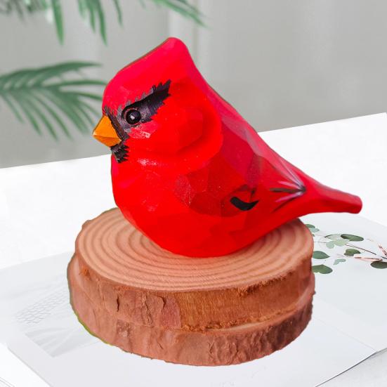 Colorful Bird Ornament with Wood Base Handmade Engraving Process Crafts Art Healing Bird Carving Decoration Feather Animal Model Adult Sex Wear