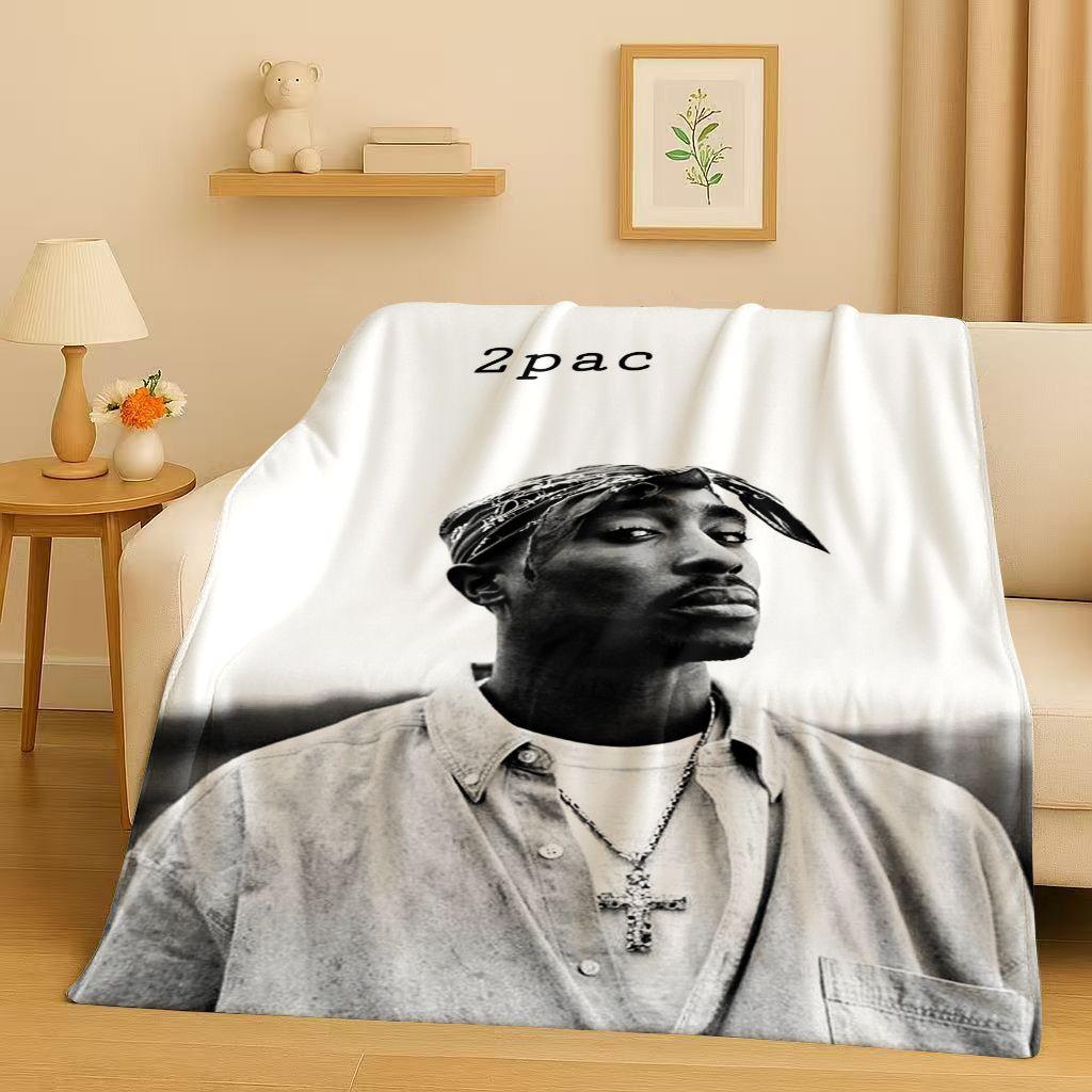 3D Rap Tupac 2pac Hip-Hop Music Rapper Catnap Flannel Blanket,Soft Plush Throw for Home Bedroom Bed Sofa Cover Kid Gift Picnic