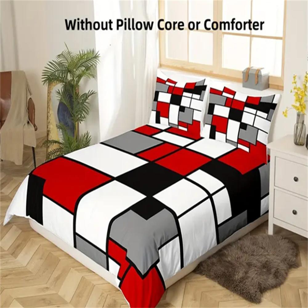 Геометрический комплект пододеяльника, Современное абстрактное двустороннее микроволоконное постельное белье с застежкой-молнией, Машинная стирка, Включает 1 пододеяльник