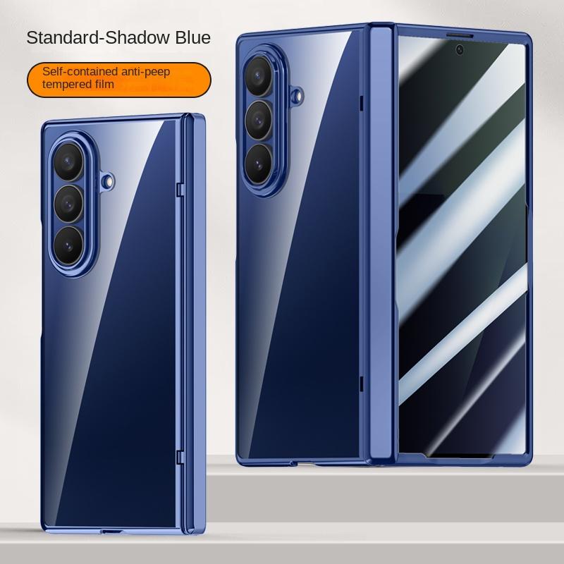 Для Samsung Galaxy Z Fold 7 Гальванизированный Магнитный Чехол со Встроенной Закаленной Стеклянной Передней Пленкой Анти-отпечатки Пальцев Чехол для Телефона