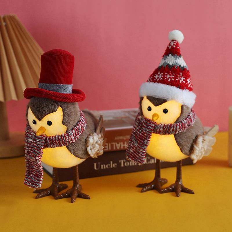 Светящиеся новинки Рождественские украшения Милые фигурки птиц Поделки Милый декор для дома в помещении/на открытом воздухе Поделки