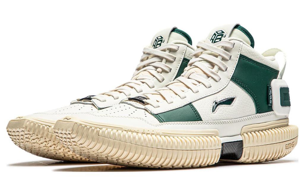 Li Ning Badfive 3 Ultra New School Бело-зеленые Высокие Баскетбольные Кроссовки Мужские ABFS011-15