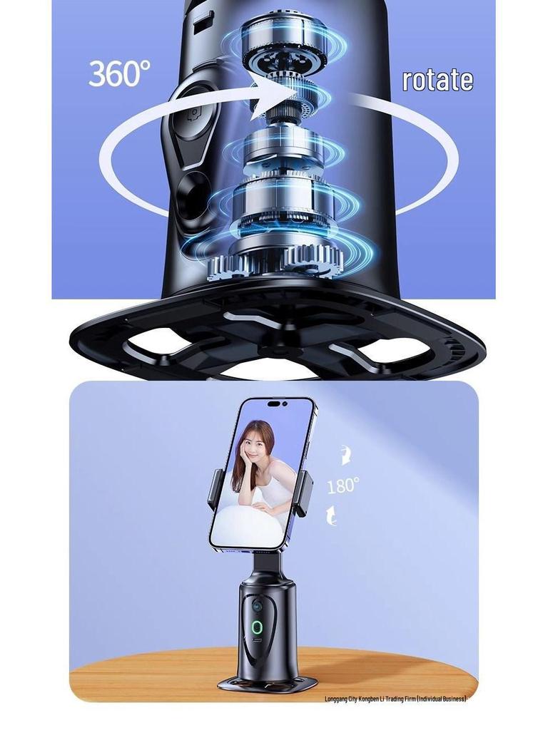 360° Automatic Rotating Gimbal Selfie Stick with Face Tracking for Live Streaming