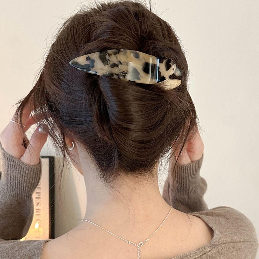 Sweet Leopard Hair Clip Elegant Kroean Style Barrettes Temperament Acetic Acid Duckclip Women