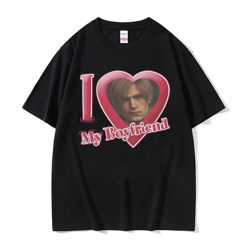I Heart Leon Kennedy Print TShirts Unisex Womens Clothing Fashion Vintage T Shirt Male Oversized Cotton Short Sleeve Tshirt Tops