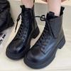 Женские короткие ботинки в стиле ретро, осенние, британские, уличные, на молнии, ботильоны на шнуровке, толстая подошва, Zapatillas Plataforma Mujer