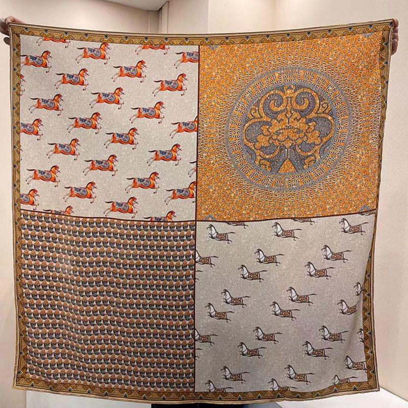 Шелковый твиловый шарф Silk Road в черно-белом французском стиле для весны/лета