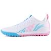 Li Ning Shadow 2 2 TF (Rubber Studs) Synthetic Leather Shock Absorbing Durable Football Shoes Men Football Shoes White Blue Pink YSTU013-7