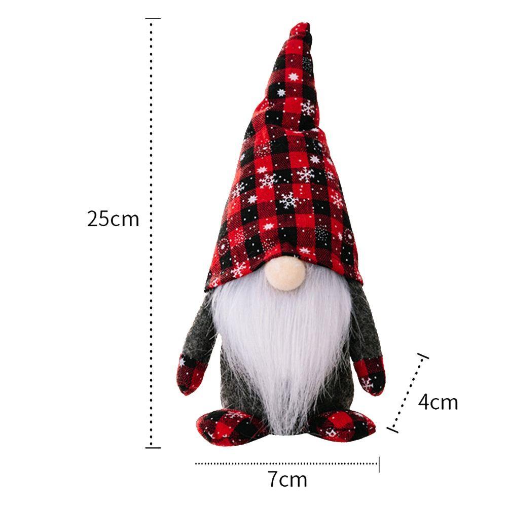 Cute Christmas Checkered Gnome Doll Red Black Christmas Rudolf Doll  New Year Festival Gifts