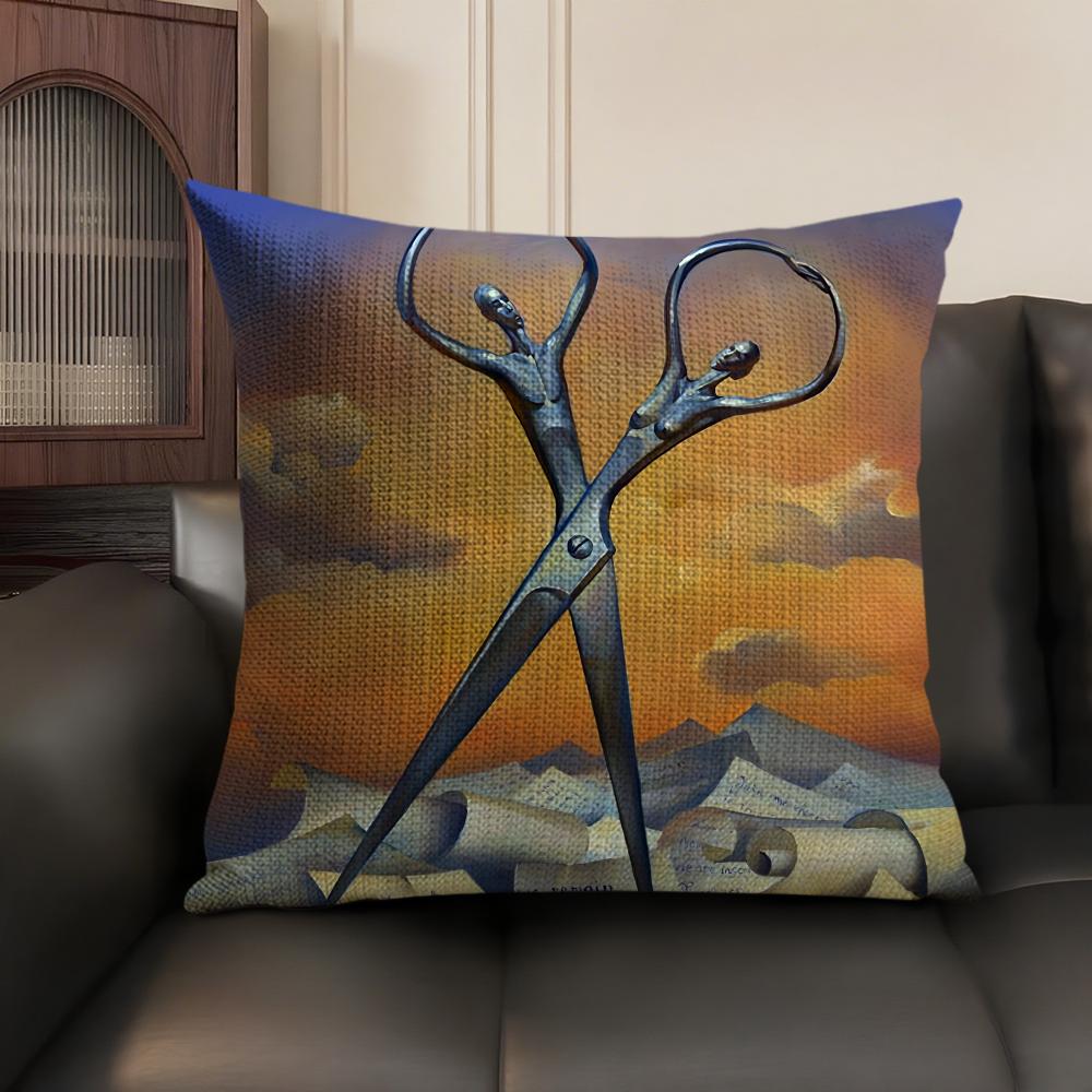 SSalvador Dali Pop Art Cushion Cover Natural Linen Organic Fabric DoubleSided Printing Sofa Home Decor Gift Pillow Case