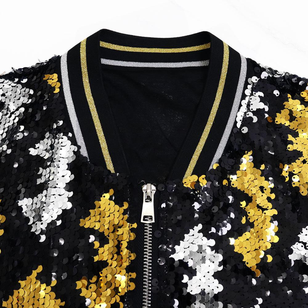 Autumn Women's Long Sleeve Jacket Slim Temperament Commuter Sequins Baseball Clothing