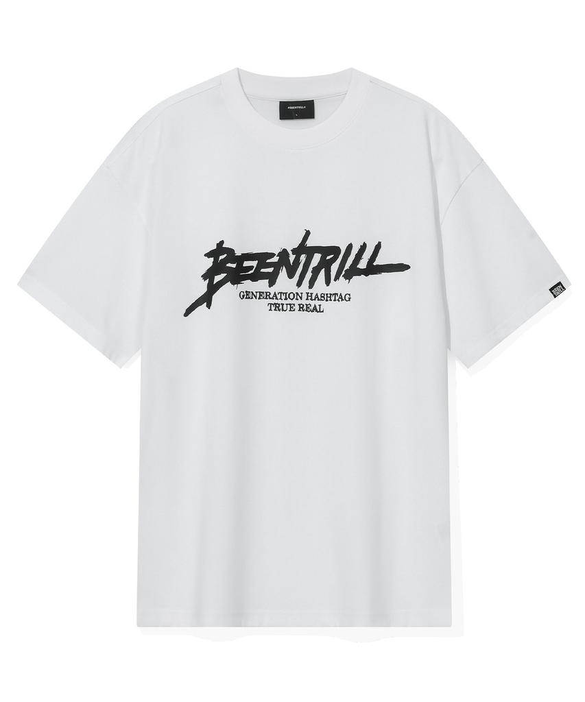 BEENTRILL Футболка с настоящим скриптовым принтом (белый)