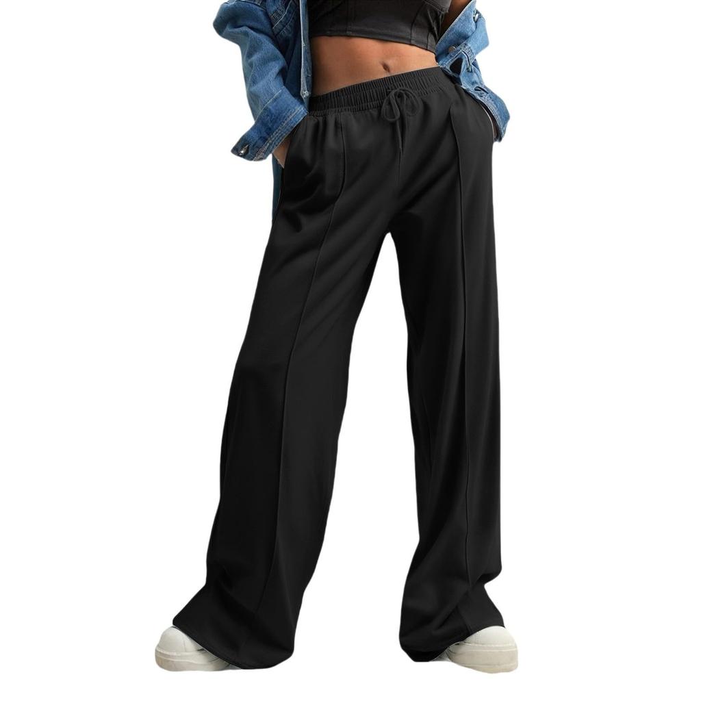 Women's Fashion Loose Solid Color With Pockets Elastic Waist Sports Casual Pants