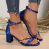 Модные Новые Сандалии Темпераментные Универсальные Летние Круглый Носок Металлический Тонкий Ремешок Каблук-рюмочка Нескользящие Однолинейные Высокие Каблуки