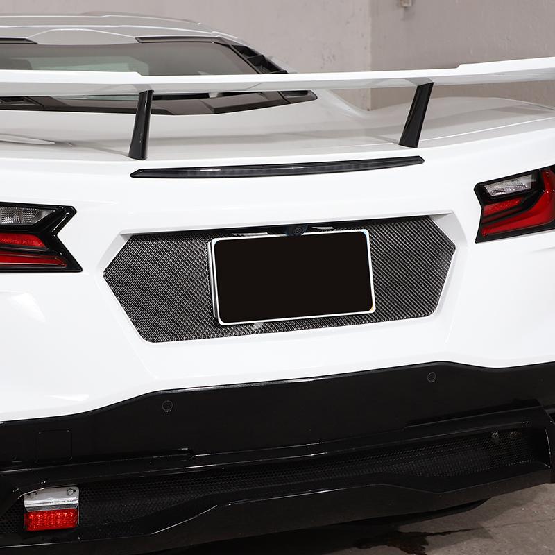 Мягкое углеродное волокно, задний номерной знак, панель, рамка, декоративная отделка, наклейка для Chevrolet Corvette C8 Stingray Z51 Z06