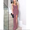 Women's Hot Gold Dress Sexy Slit High Waist Dress Dress Halter V-neck Dress