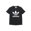 adidas Оригинальная женская спортивная футболка с коротким рукавом и принтом клевера Черная CV9888