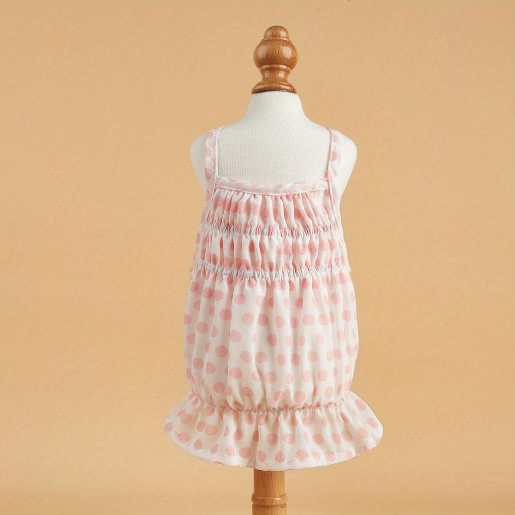 Colorful Polka Dot Dog Girl Sundress, Multi-Color Breathable Small Pet Dress, Cute Sleeveless Puppy Clothes Summer Apparel Skirt