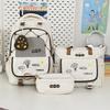 Letter Embroidery Cartoon Student Lightweigh Backpack Three Piece For Use School