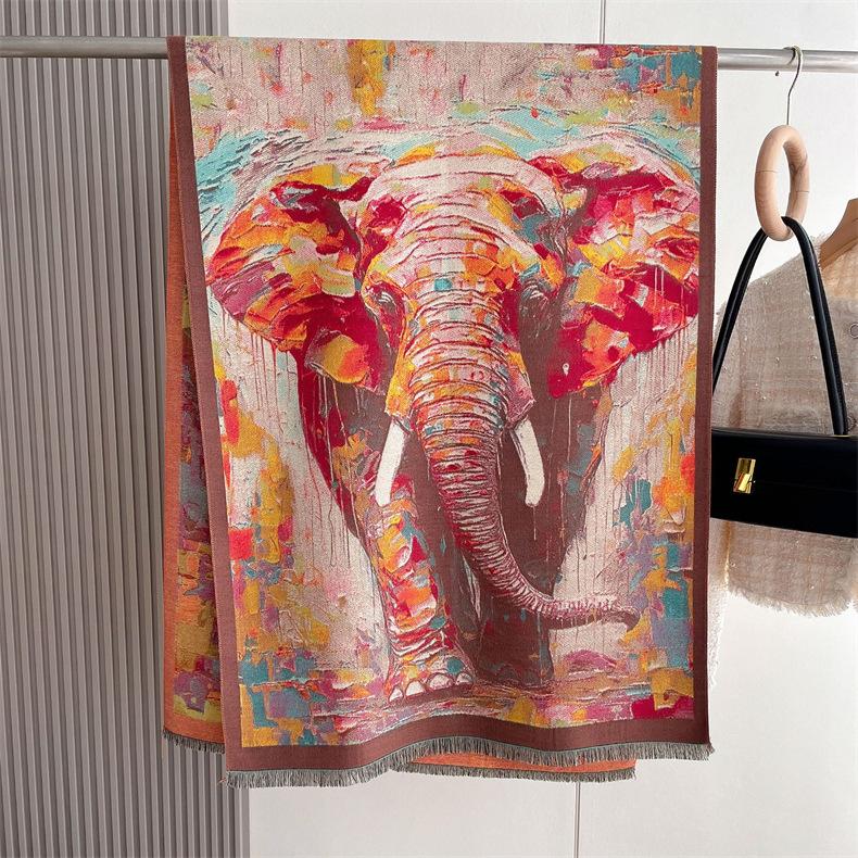 2024 Осень/Зима Новый утолщенный теплый двухсторонний двухцветный шарф из искусственного кашемира с кисточками, высококачественный воротник-шаль