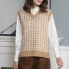 Осень и зима новый свободный женский свитер с V-образным вырезом жилет модный безрукавный трикотажный пуловер жилеты женский теплый трикотажный жилет больших размеров 24626