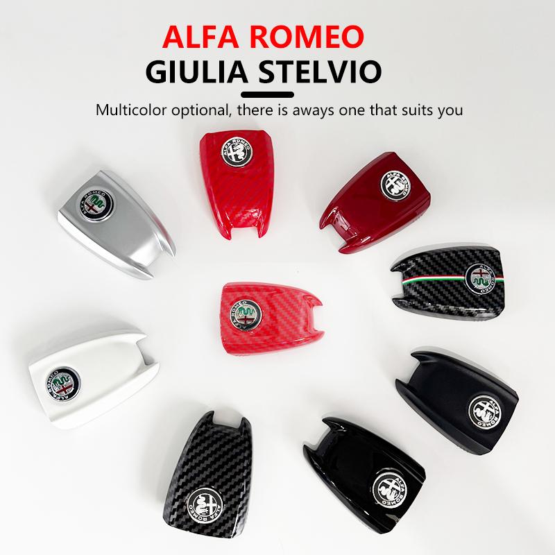 for  Car Key Cover Replacement Key Case Alfa Romeo Giulia Stelvio Tonale Carbon Fiber Style wer123