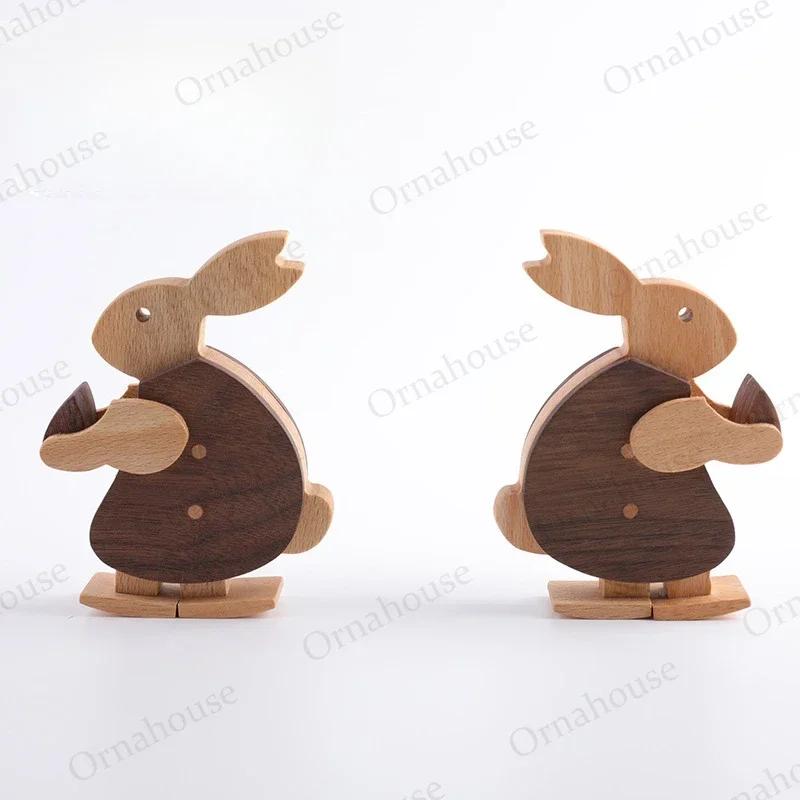 Novel and Creative Wooden Toy Decoration Wooden Little Rabbit Slope Doll Walking Little White Rabbit Home Accessories Decor