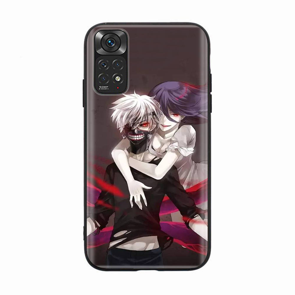 Черный чехол для Xiaomi Poco X6 X4 M5 M6 F5 F6 C65 C55 C50 C51 C40 Pro Redmi 14C A3X 13C 12C 11T 10A 9C Note 7 6 8A Plus D-56 Tokyo Ghoul Anime