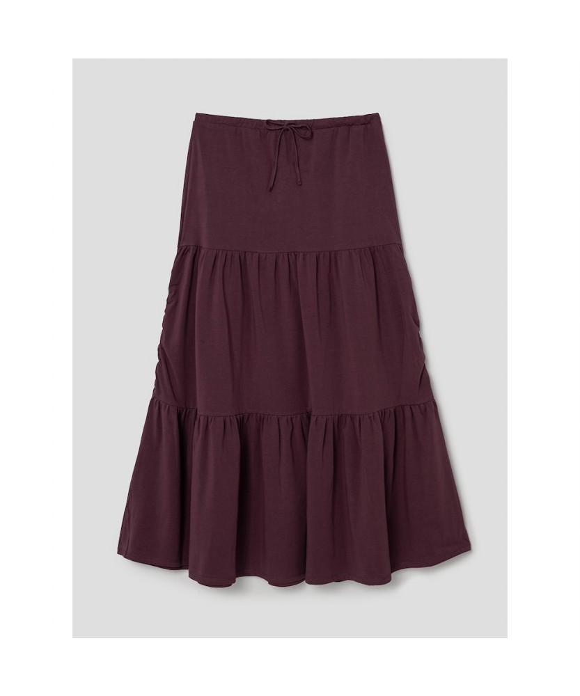 8SECONDS Fluid Jersey Pleated Skirt Brown