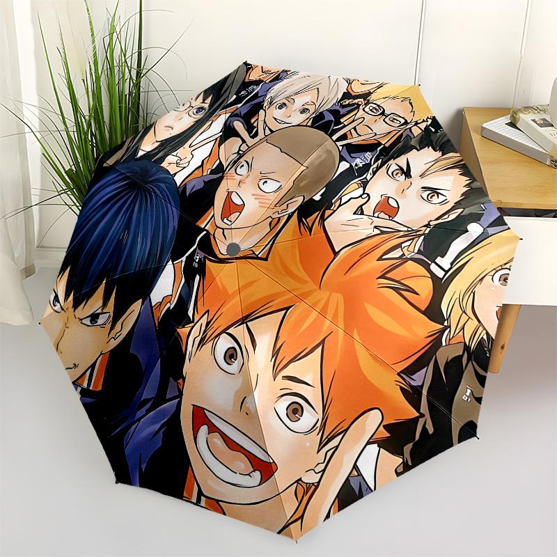 Haikyuu!! Anime Characters Automatic Opening and Closing, 8 rib Structure Portable Umbrella, Suitable for Men and Women in All Seasons Perf