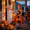 Kids Halloween Witch Cosplay Outfit, Pumpkin Tulle Skirt Carnival Party Stage Dress