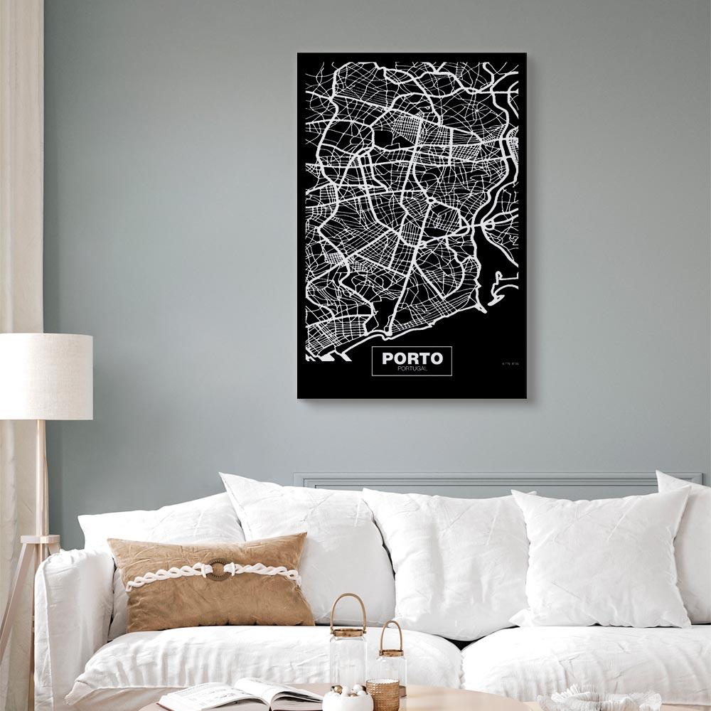 Obraz - Mapa W Negatywie: Porto (1-Częściowy) Pionowy