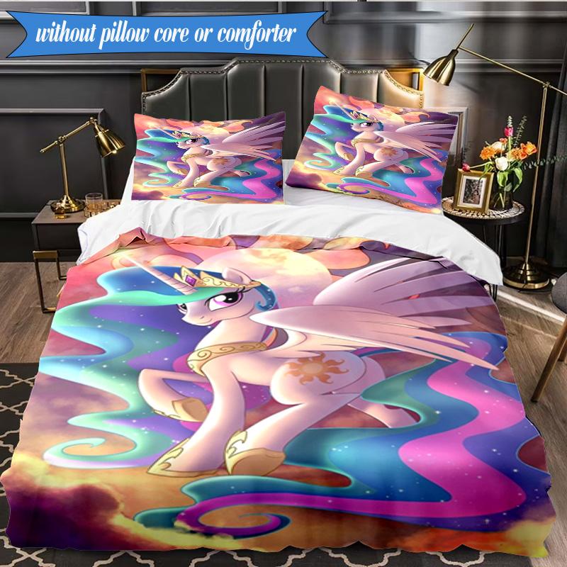 Colorful Unicorn 3pcs K-pop music group Bedding set,Ideal for Bedroom, Dormitory,Including Duvet Cover And 2pcs Pillowcases,Fan gifts
