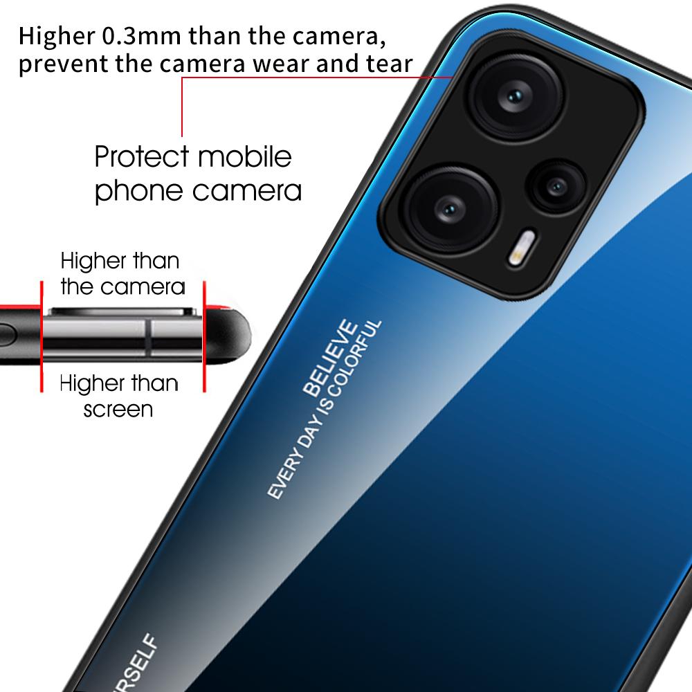 Для Xiaomi Redmi Note 12 Turbo/Poco F5 5G Градиентный чехол для телефона из закаленного стекла Задняя крышка из ПК+ТПУ
