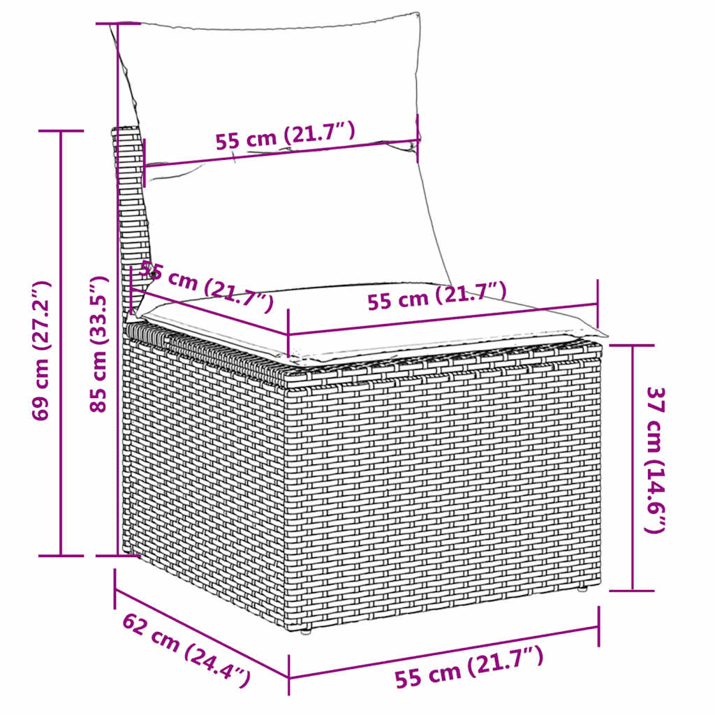 4 Piece Garden Sofa Set with Cushions Grey Poly Rattan