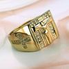 Chic Cubic Jesus Cross Carved Zirconia Inlaid Ring Unisex Wedding Jewelry Gift